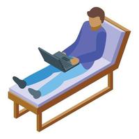 Beach chair work relax icon isometric vector. Downshifting job vector