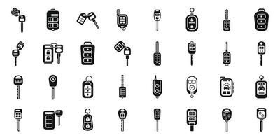 Car alarm system icons set simple vector. Car key vector