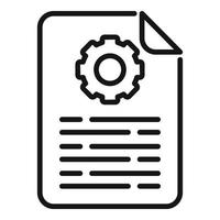 Gear paper manual icon outline vector. Guide book vector