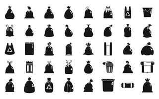 Bag for trash icons set simple vector. Food garbage vector