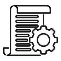 Gear project icon outline vector. Book data vector