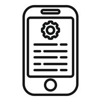 Phone gear support icon outline vector. Data paper vector