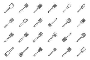 Spatula icons set outline vector. Baking bbq vector