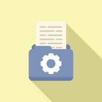 Mail gear folder icon flat vector. Page report vector