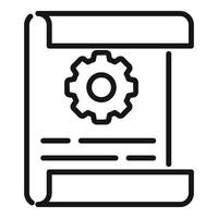 Gear paper icon outline vector. Book data vector