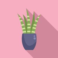 Striped succulent icon flat vector. House pot vector