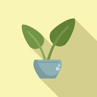 Big leaf pot icon flat vector. Indoor plant vector