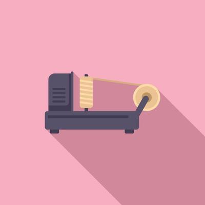Thread production machine icon flat vector. Cotton factory