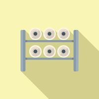 Thread bobine rack icon flat vector. Cotton factory vector