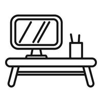 Work on computer icon outline vector. Office sit vector