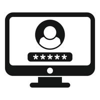 Monitor password icon simple vector. Mobile account vector