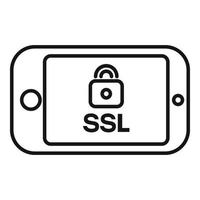 Smartphone SSL certificate icon outline vector. Safety network vector