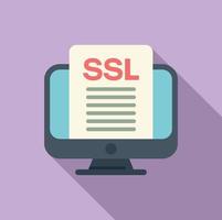 Online SSL certificate icon flat vector. Web data vector