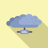 Data cloud SSL certificate icon flat vector. Web secure vector