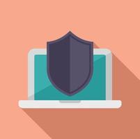 Laptop SSL certificate icon flat vector. Safe data vector