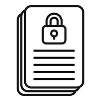 Lock document icon outline vector. Cyber account vector