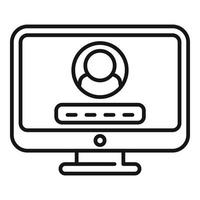 Monitor password icon outline vector. Mobile account vector