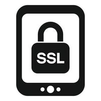 tableta ssl certificado icono sencillo vector. seguro sitio web vector