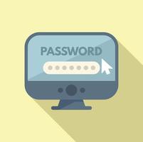 Computer password protection icon flat vector. Personal video vector