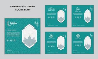 Set of social media post template for ramadan kareem and Good for and good for another islamic party vector