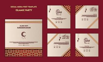 Set of social media post template for ramadan kareem and Good for and good for another islamic party vector