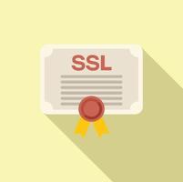 ssl certificado diploma icono plano vector. web datos vector