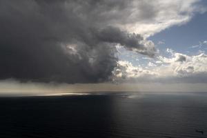 Sea tempest and clear sky aerial view photo