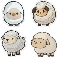 Sheep. Collection of vector illustrations. Isolated on white background.