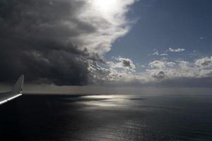 Sea tempest and clear sky aerial view photo