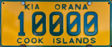 Cook Island yellow car plate photo