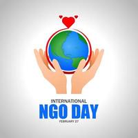 International NGO day theme template. Vector illustration. Suitable for Poster, Banners, campaign and greeting card.