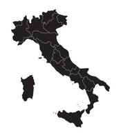 Italy map with the black-white administrative region on white background. vector