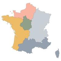 France French map with multicolor division 5 regions include border countries vector