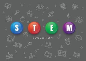 STEM Education Concept , Science Technology Engineering and Maths, icon style vector design