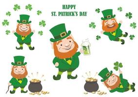 St. Patricks Day Vector Symbol Character Illustration Set Isolated On A White Background.