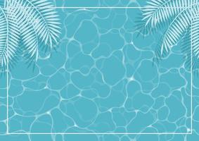 Vector Rippled Swimming Pool And Palm Leaves Abstract Background Illustration.