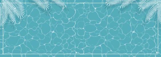 Vector Rippled Swimming Pool And Palm Leaves Abstract Background Illustration.