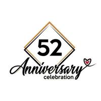 52 years anniversary celebration vector template design illustration