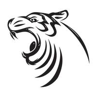 Roaring tiger illustration, tiger line art design, tiger 3d mascot design vector
