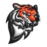 Tiger face 3d illustration, colorful tiger mascot, tiger logo design vector