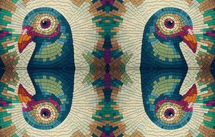 Peacock pheasant turkey mosaic pattern. Abstract folk ethnic tribal geometric graphic line. Texture textile fabric seamless patterns vector illustration. Ornate elegant luxury vintage retro style.