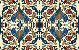 Turquía pollo Faisán pavo real tela sin costura modelo. resumen tela textil línea gráfico antiguo estilo. étnico vector florido elegante lujo Clásico retro diseño. Arte impresión para ropa antecedentes