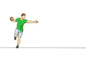 One continuous line drawing of young sporty man exercise to focus while swinging discus on the field. Athletic games. Olympic sport concept. Dynamic single line draw graphic design vector illustration