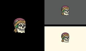 head skull with bandana vector illustration mascot design