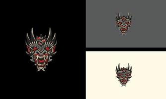 cabeza diablo con cuerno vector ilustración mascota diseño