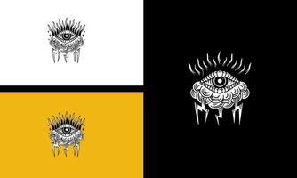 one eyes with lightning vector outline design