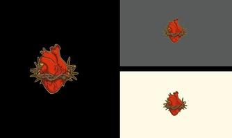 rojo corazón y cadena vector ilustración tatuaje diseño
