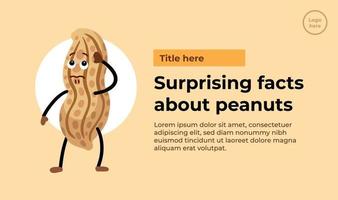 Peanuts mascot character vector illustration banner and poster design with text placement guide isolated on landscape template with simple flat lay out style.