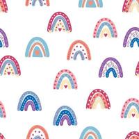 Rainbow seamless pattern in pastel colors. Scandinavian baby hand drawn illustration for textiles and newborn clothes. vector