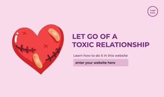 Let go of toxic relationship descriptive vector illustration banner poster lay out isolated on landscape background template. Simple and minimalist layout for prints or social media and website posts.